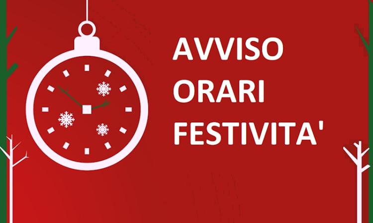 Avviso orari festività.